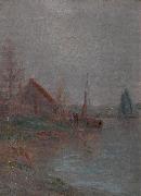 unknow artist Morning fog over the River Schelde oil painting reproduction